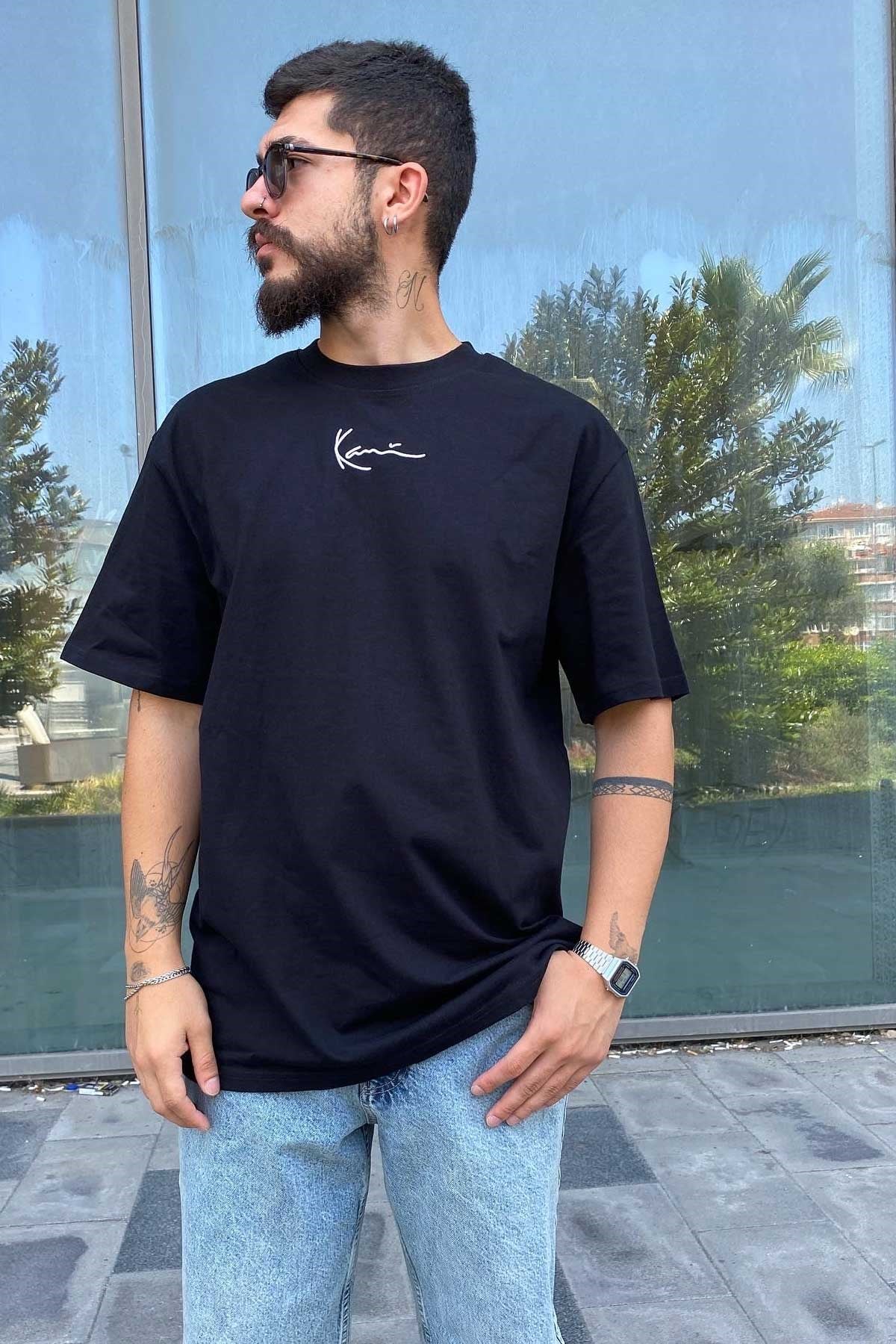 Oversize Siyah Kani T-Shirt