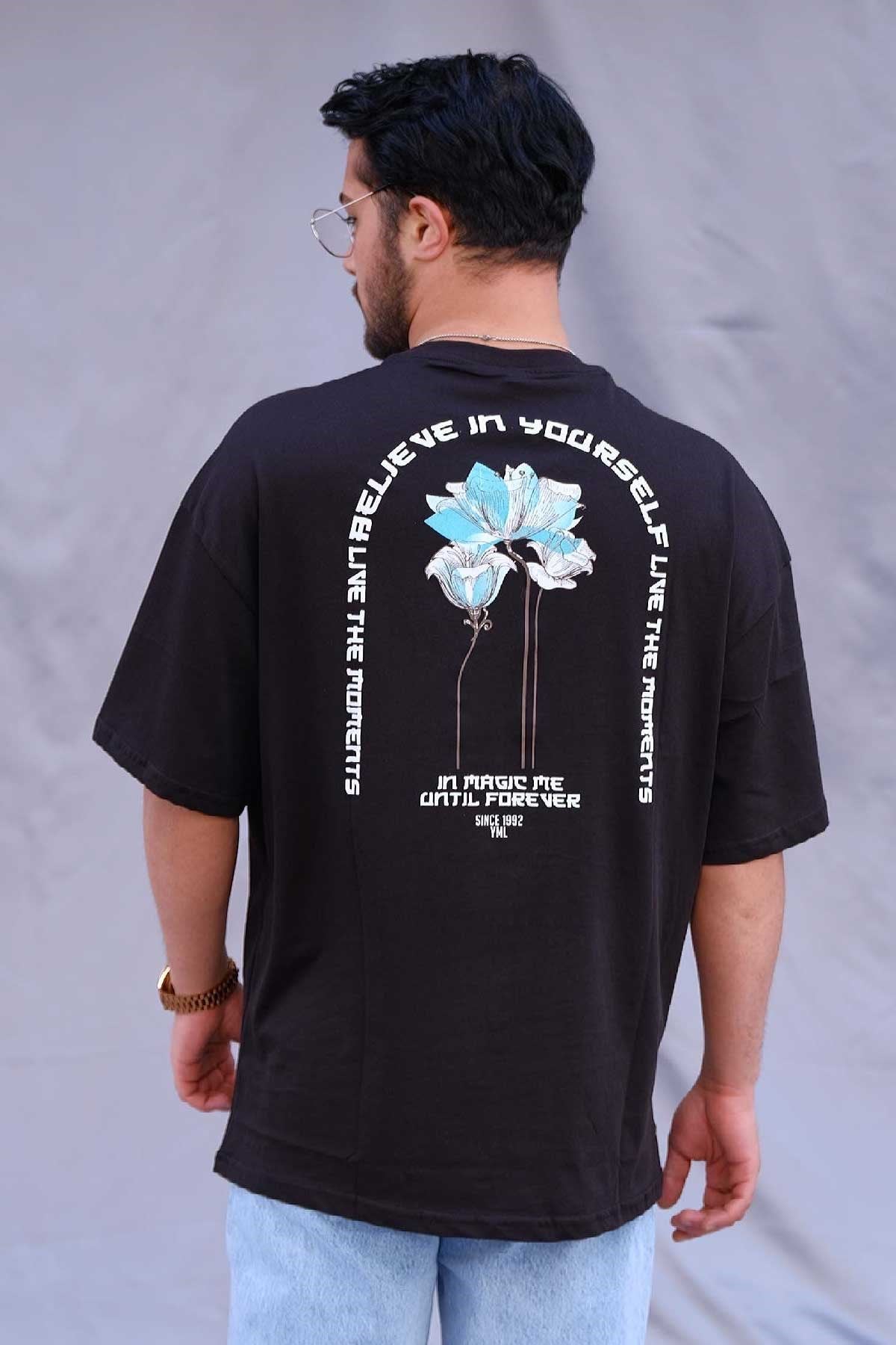 Oversize Siyah T-Shirt Believe In Yourself