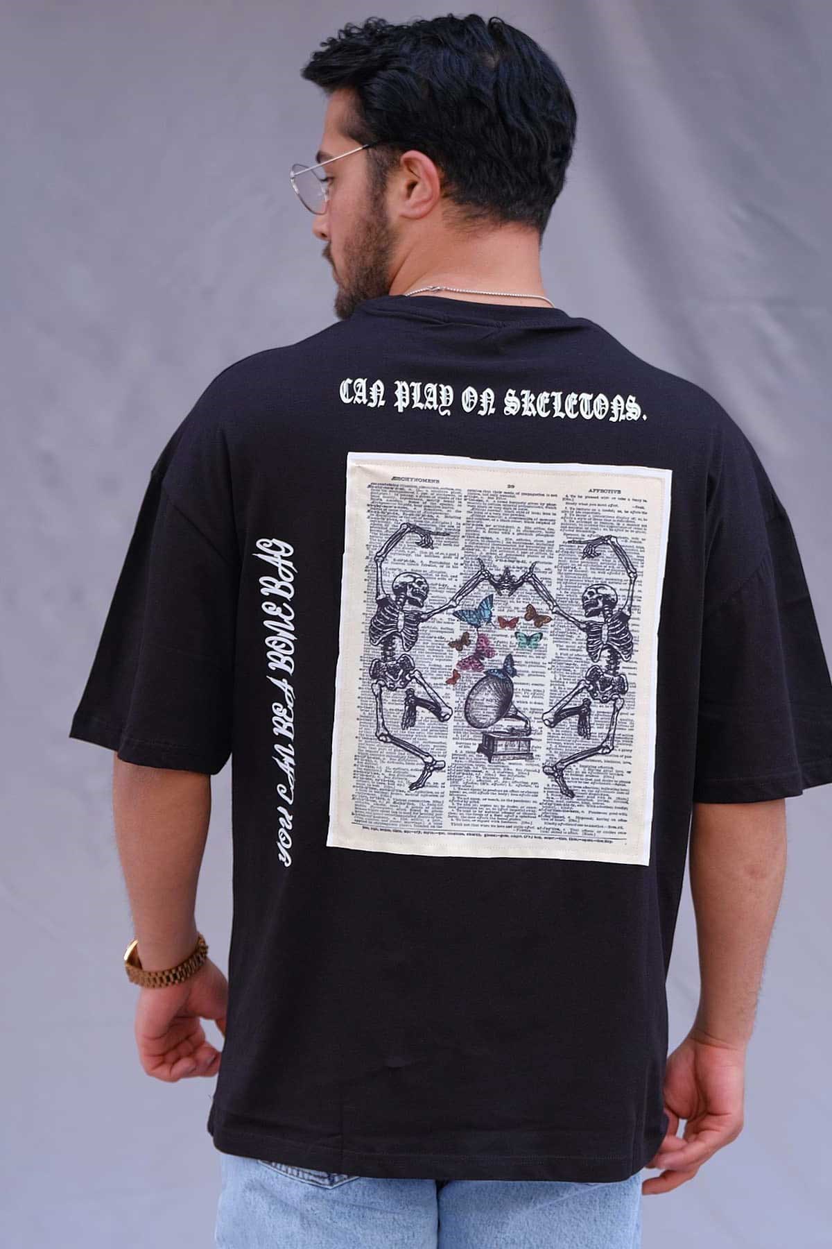 Oversize Siyah T-Shirt Skeleton 