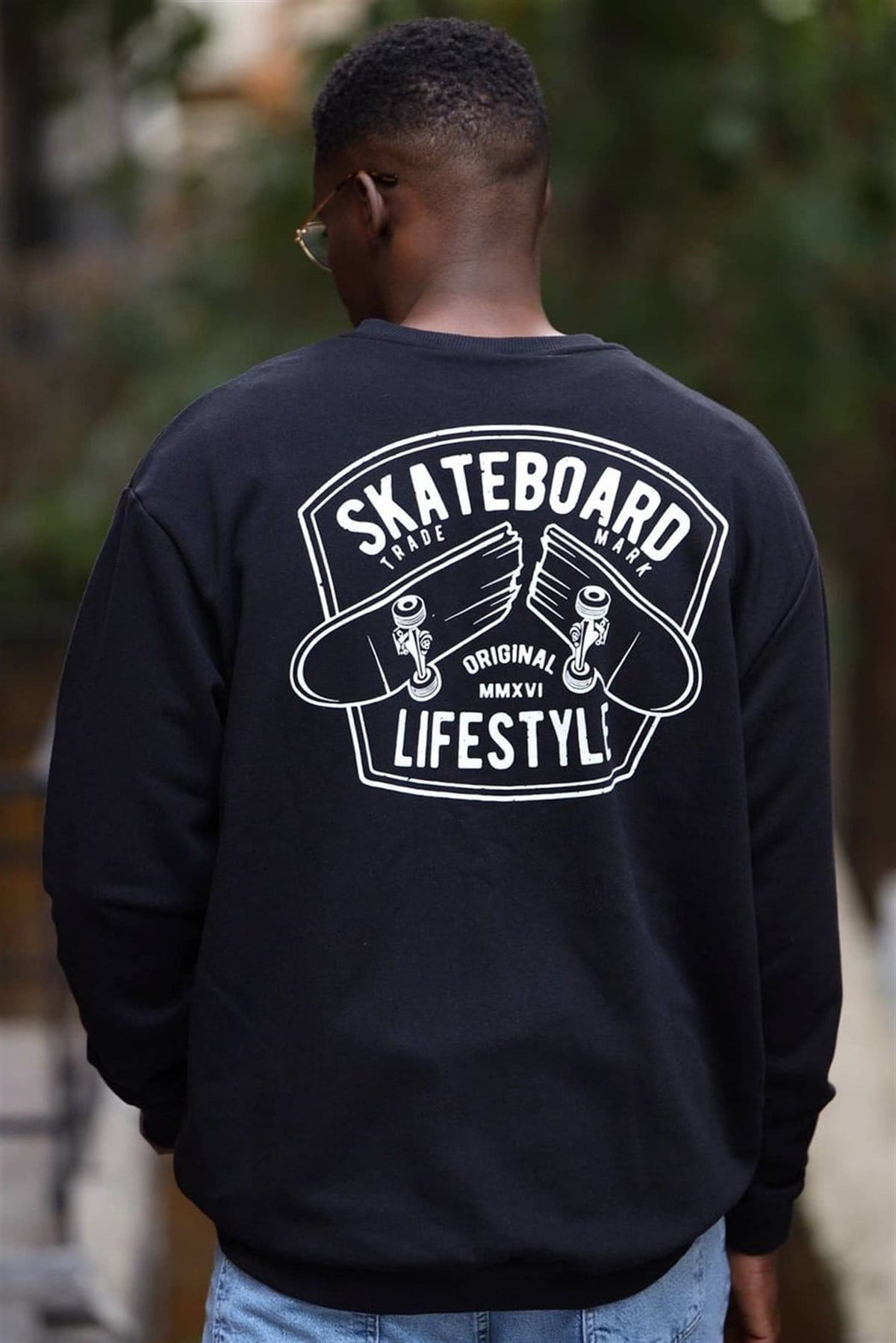 Oversize Skateboard Sweatshirt Siyah