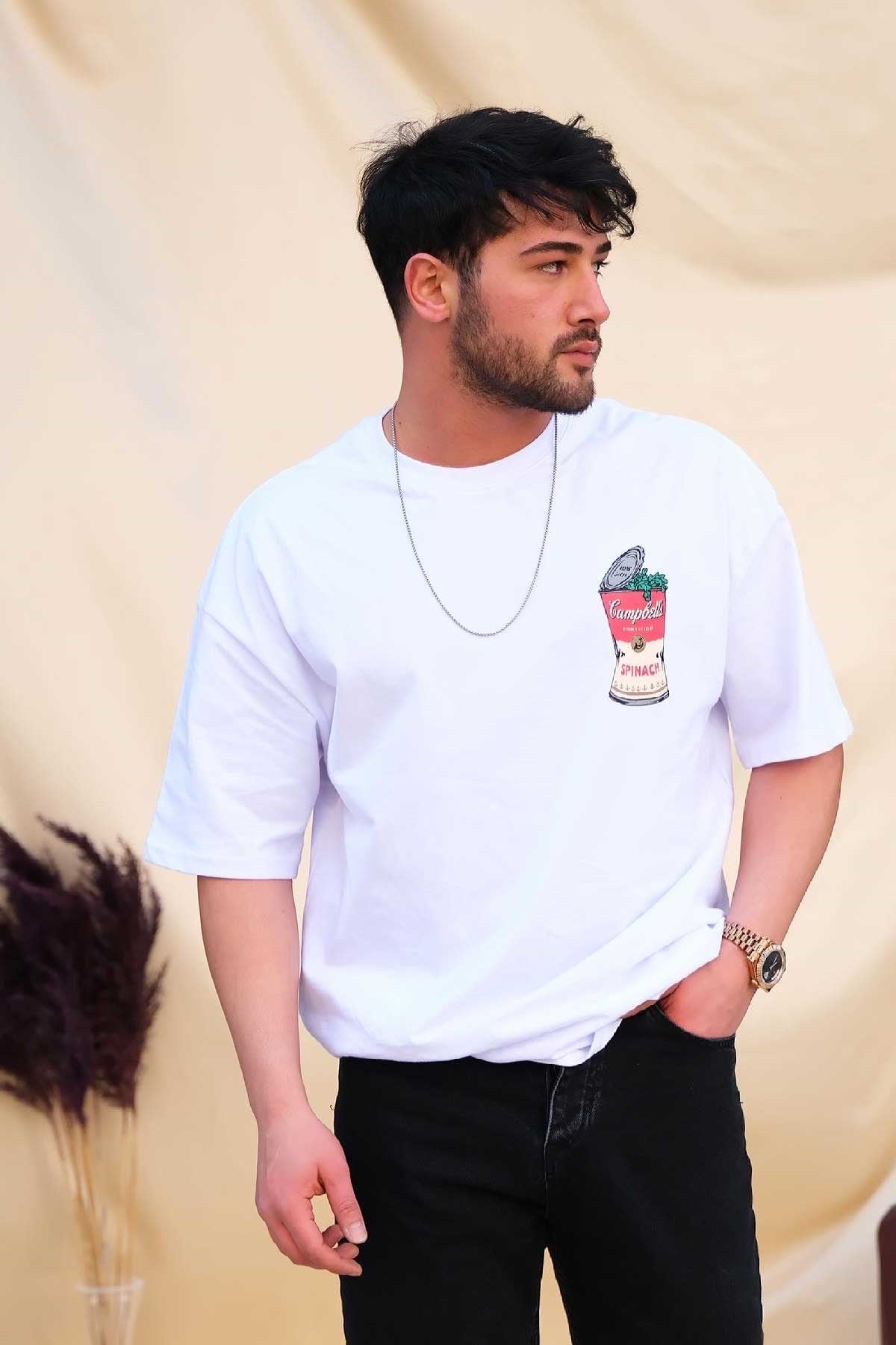 Oversize T-Shirt Beyaz Spinach