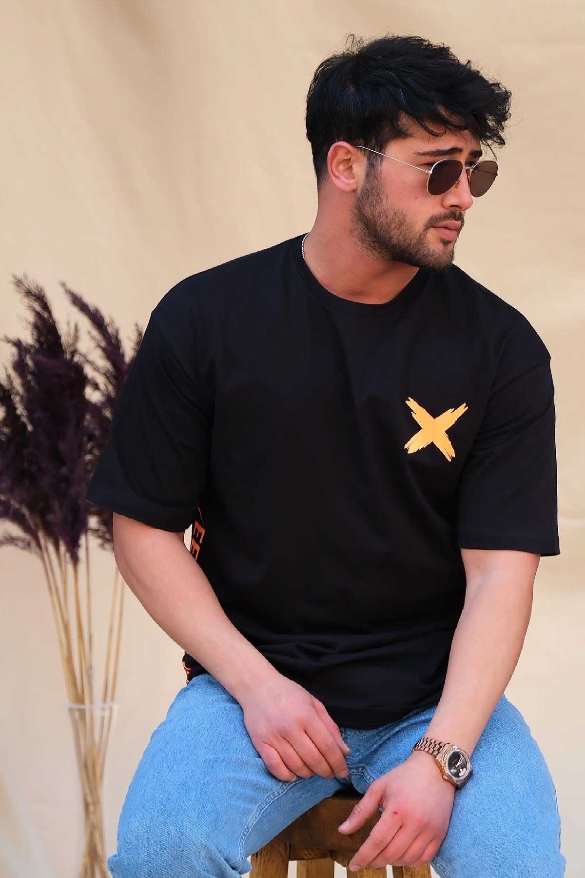 Oversize T-shirt Siyah Feel The Feels