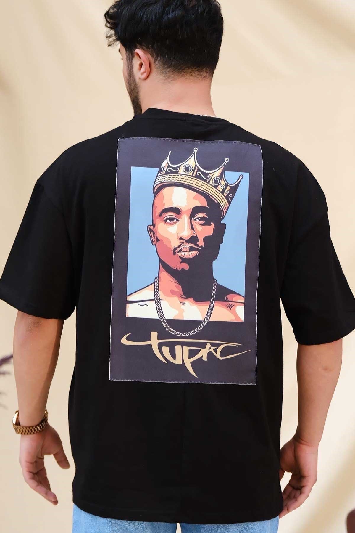 Oversize T-Shirt Siyah Tupac