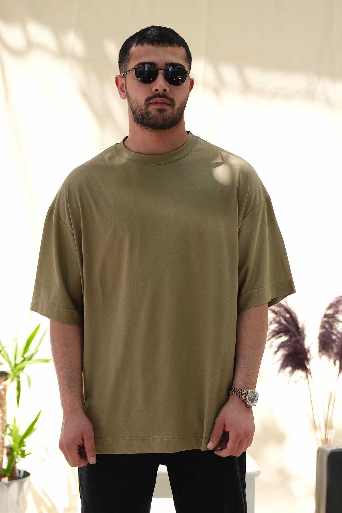 Oversize Yeşil Basic T-Shirt