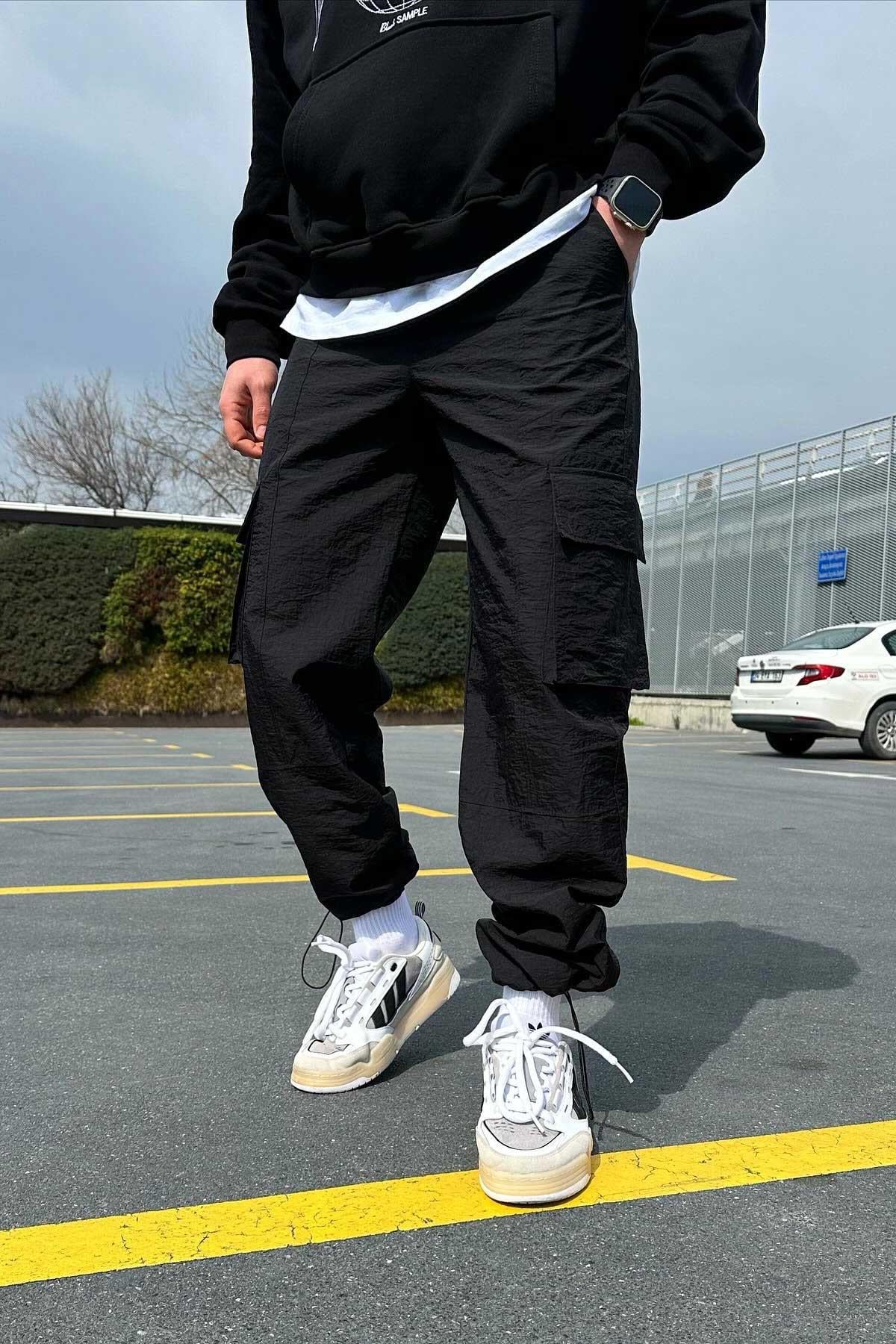 Paçası Ayarlanabilir Paraşüt Kumaş Cepli Jogger