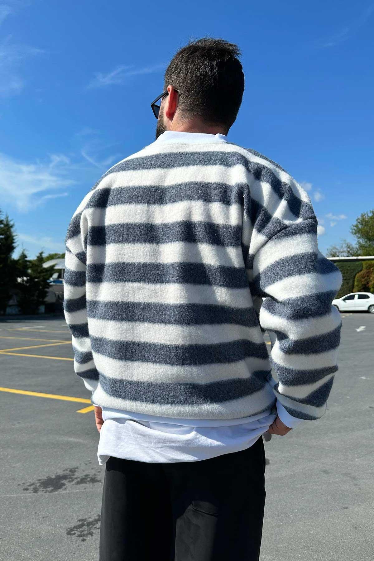 Polar Kumaş Çizgili Sweat