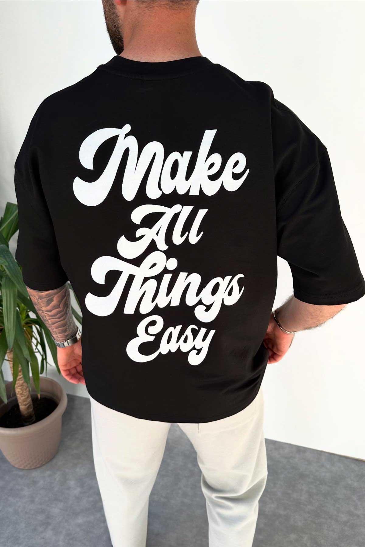 Siyah Arkası Baskılı T-Shirt