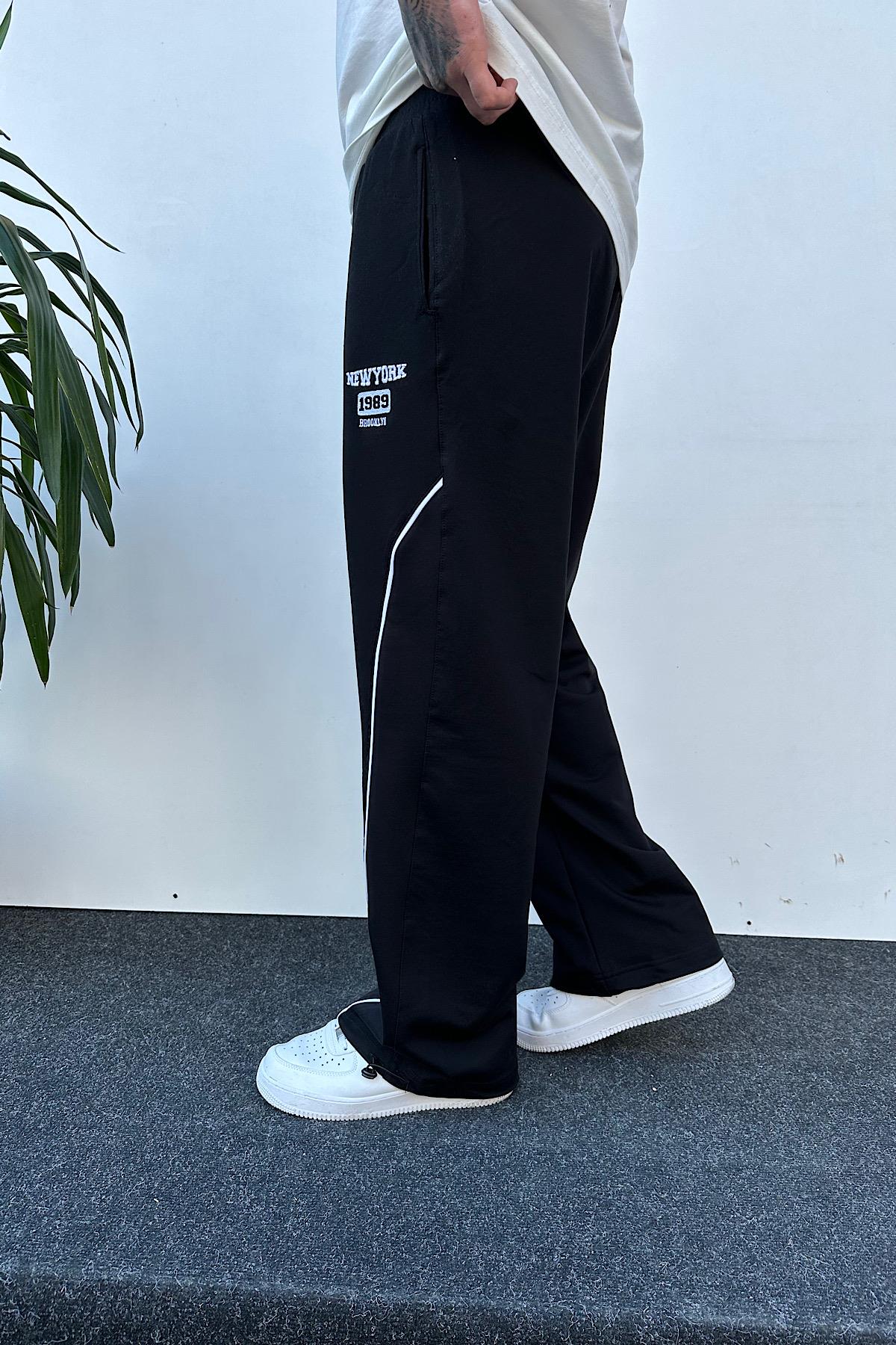 Siyah Ayarlanabilir Paça Baggy Eşofman