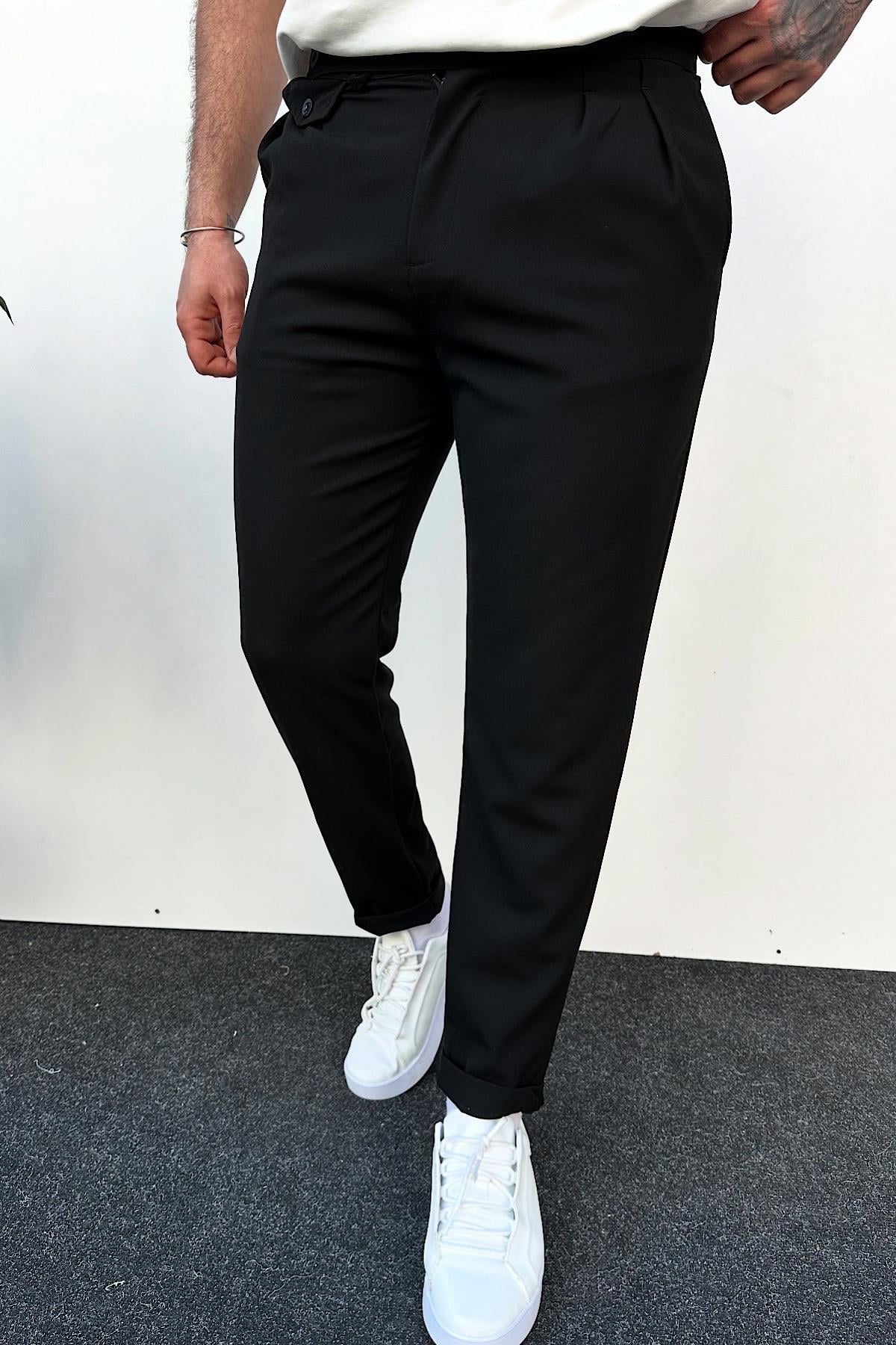 Siyah Boyfrien Kumaş Pantolon