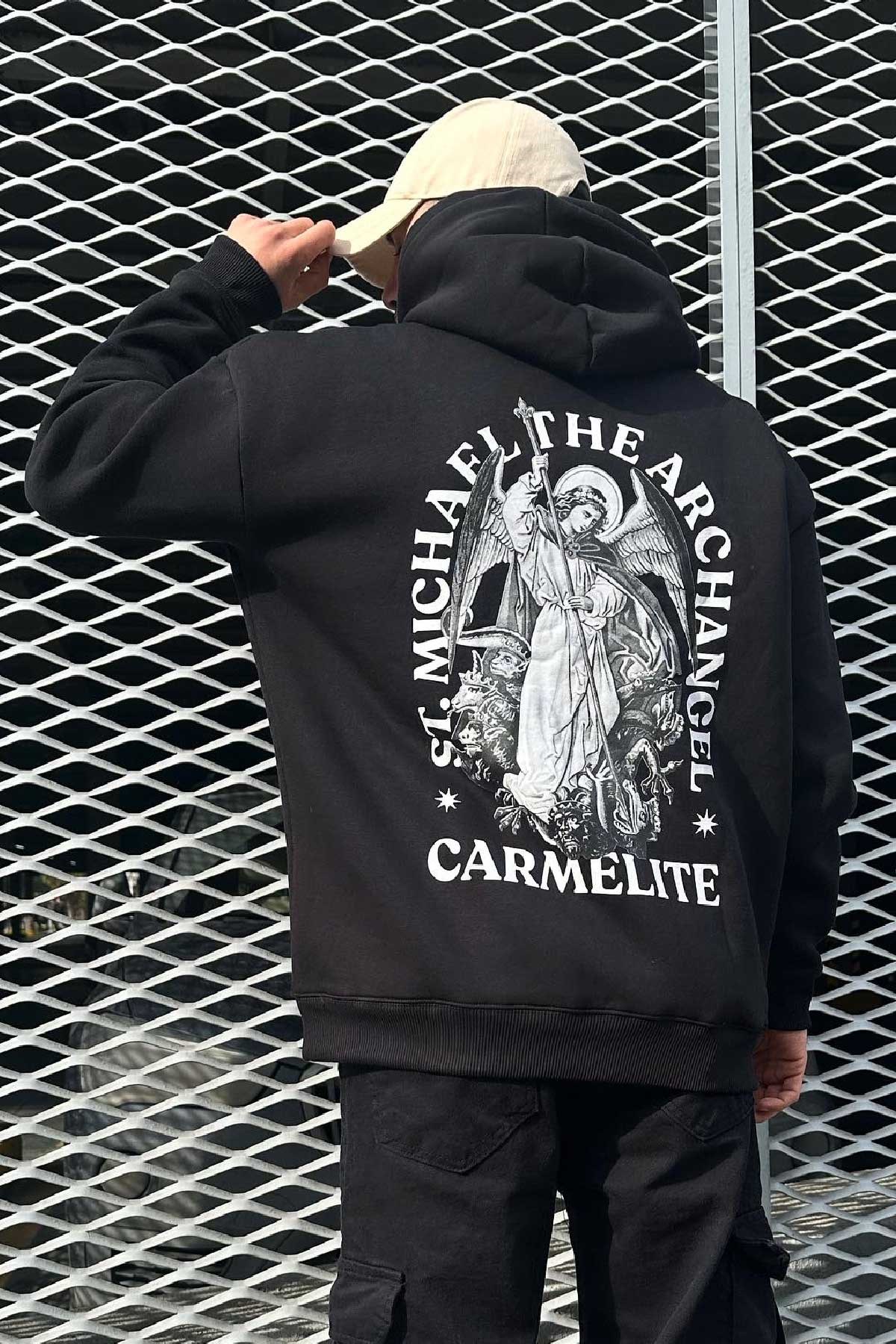 Siyah Normal Kalıp Baskılı Sweatshirt