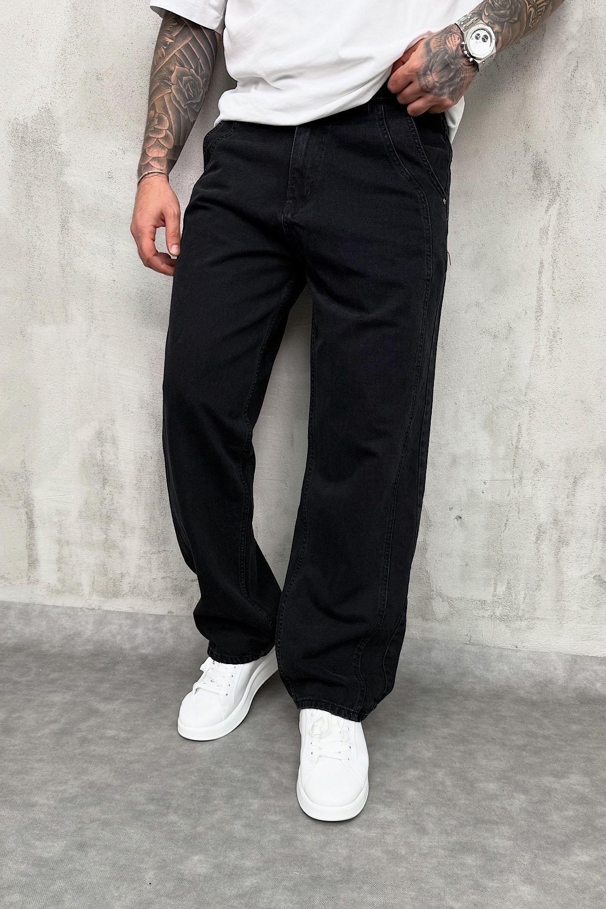 Siyah Relax Baggy Pantolon 