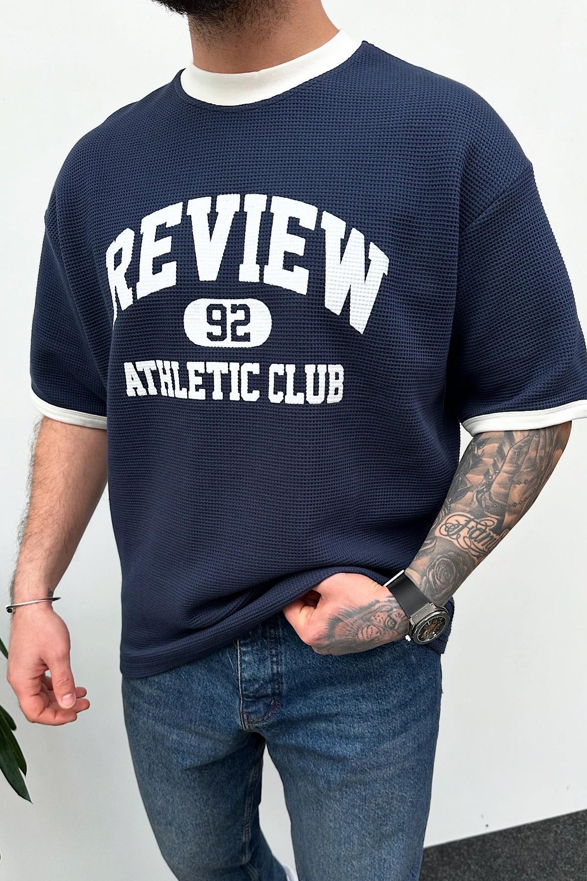 Tok Kumaş Mavi Review T-Shirt