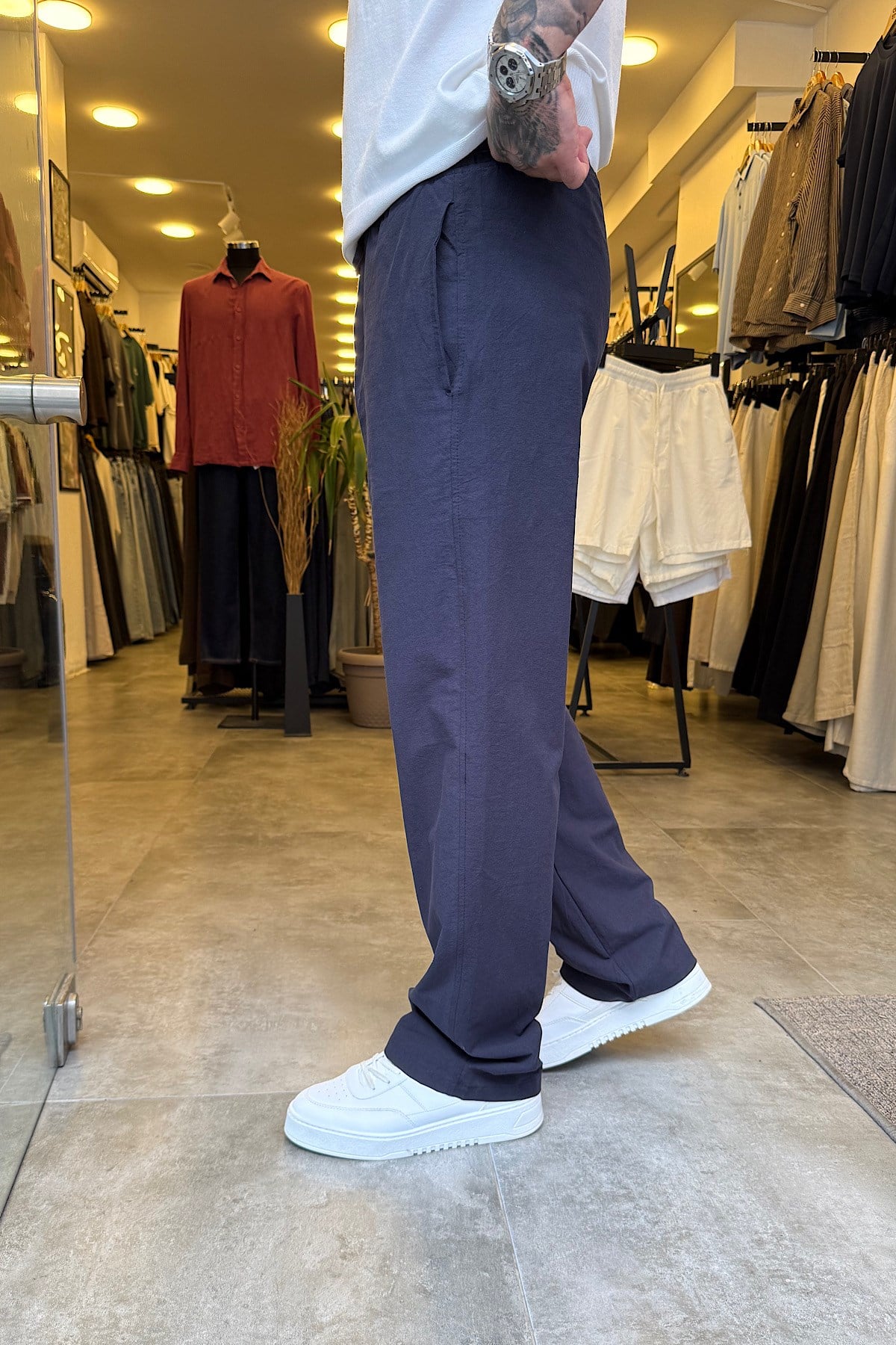Yazlık İnce Lacivert Gabardin Pantolon