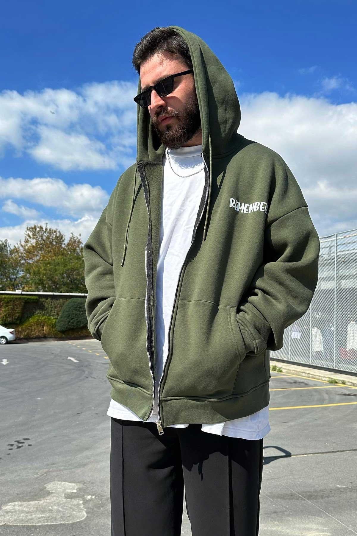 Yeşil Kapşonlu Zip