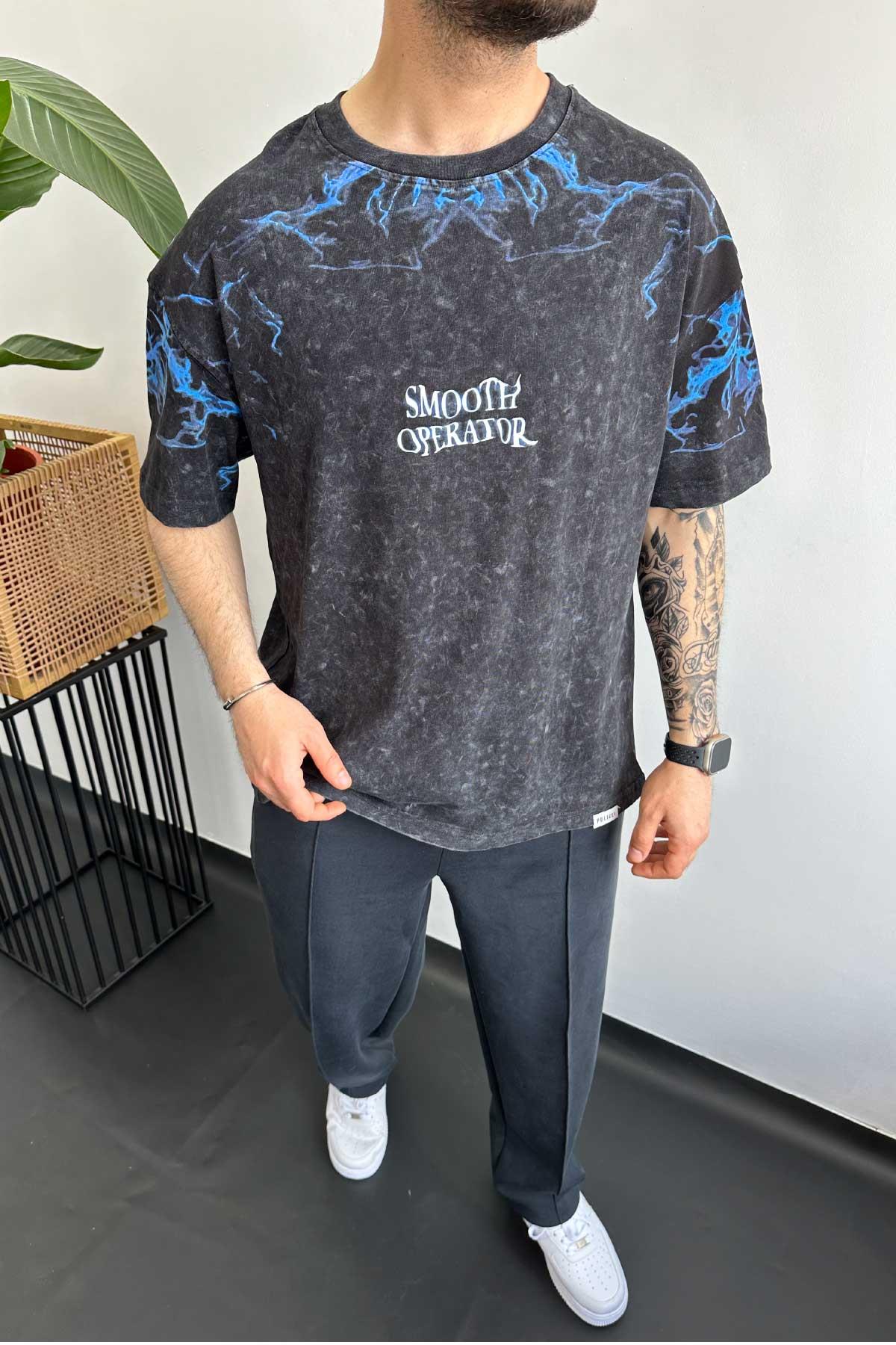 Yıkamalı Baskılı Oversize T-Shirt