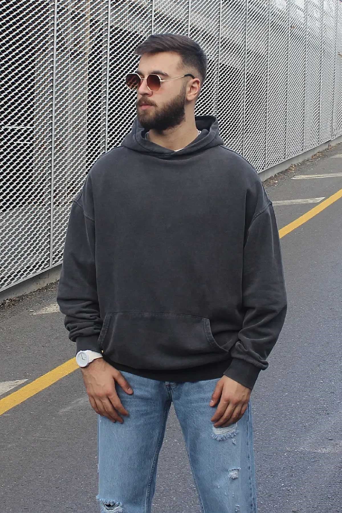 Yıkamalı Kpaşunlu Sweatshir