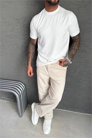 Beyaz Oysho Kumaş T-Shirt