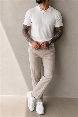 Beyaz Polo Yaka T-Shirt