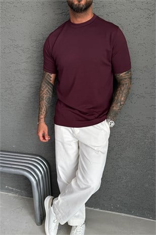 Bordo Oysho Kumaş T-Shirt