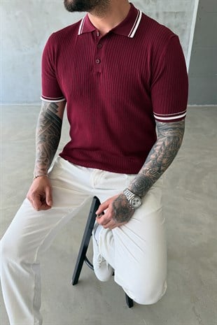 Bordo Polo Yaka T-Shirt