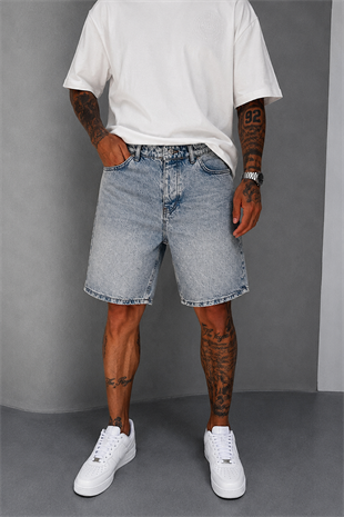 Buz Mavi Denim Şort