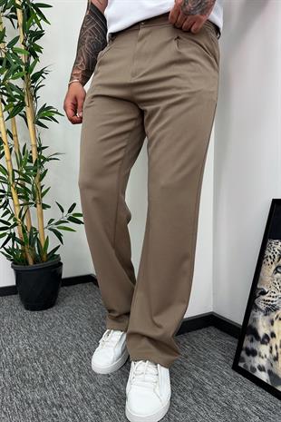 Kahverengi Baggy Kumaş Pantolon