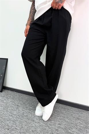 Siyah Baggy Keten Pantolon 