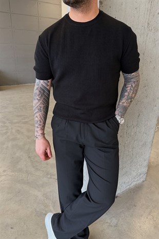 Siyah Basic Triko T-Shirt