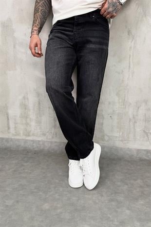 Siyah Eskitme Detaylı  Baggy Pantolon