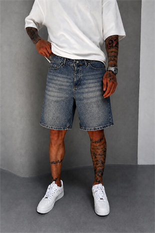 Yıkamalı Denim Şort
