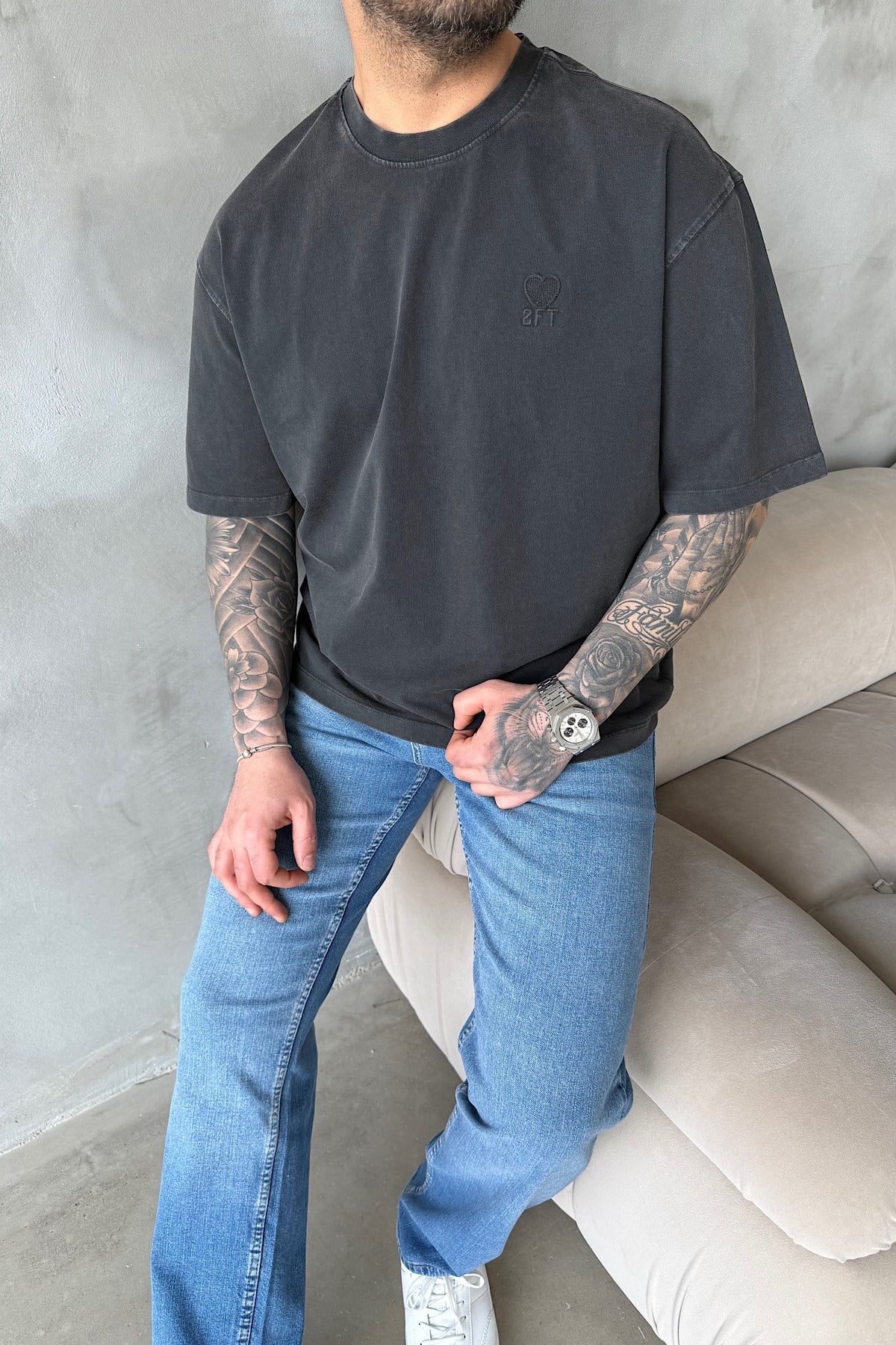 Acid Yıkama Basic T-Shirt