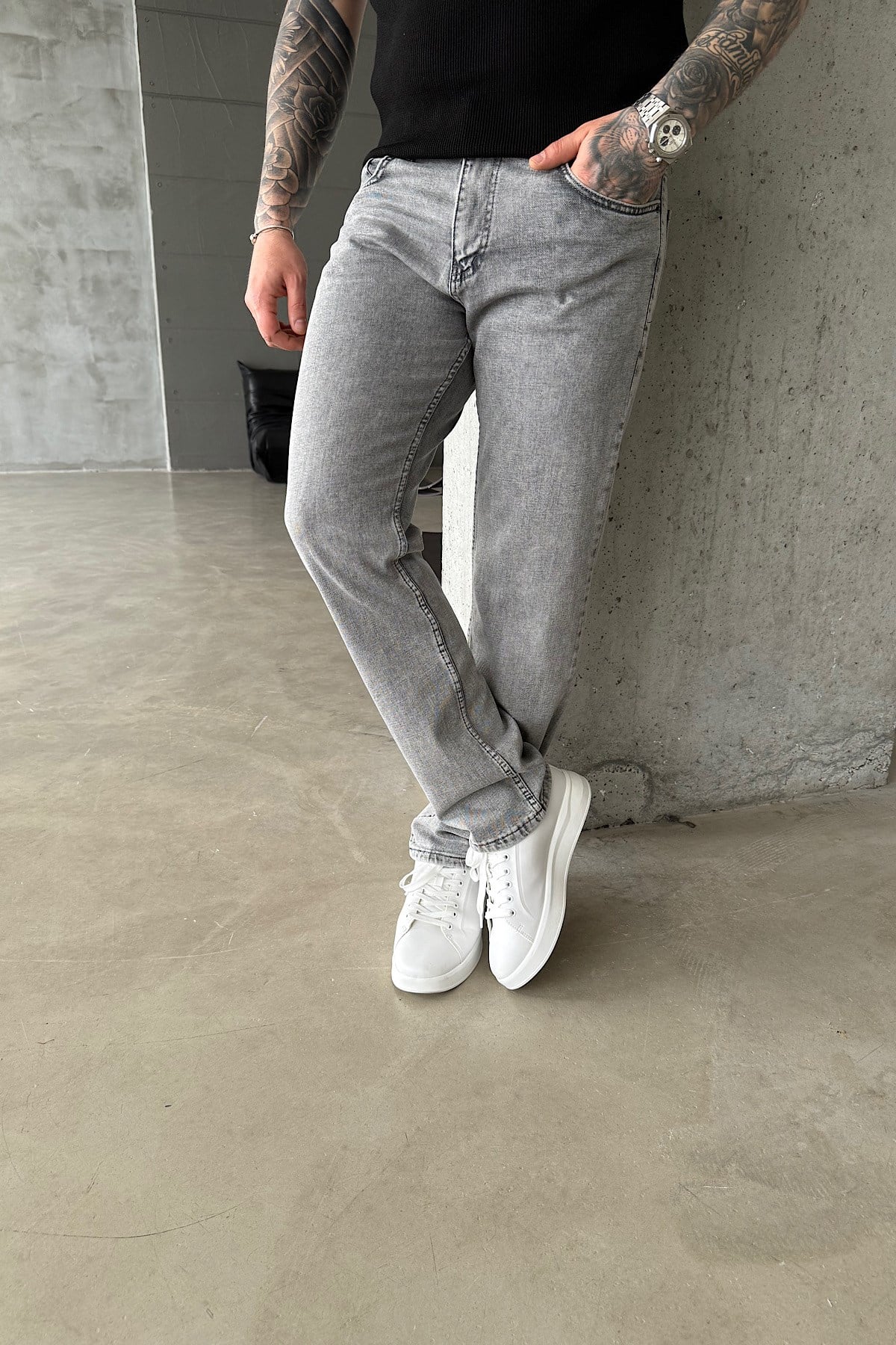 Açık Gri Regular Fit Jean