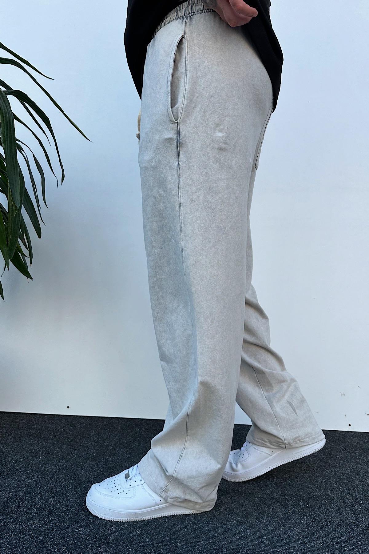 Açık Gri Yıkamalı Baggy Eşofman
