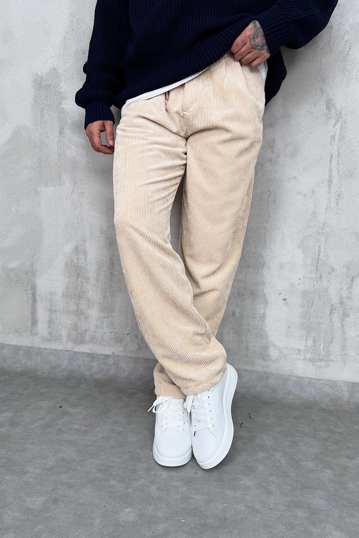 Açık Kahve Kadife Baggy Pantolon