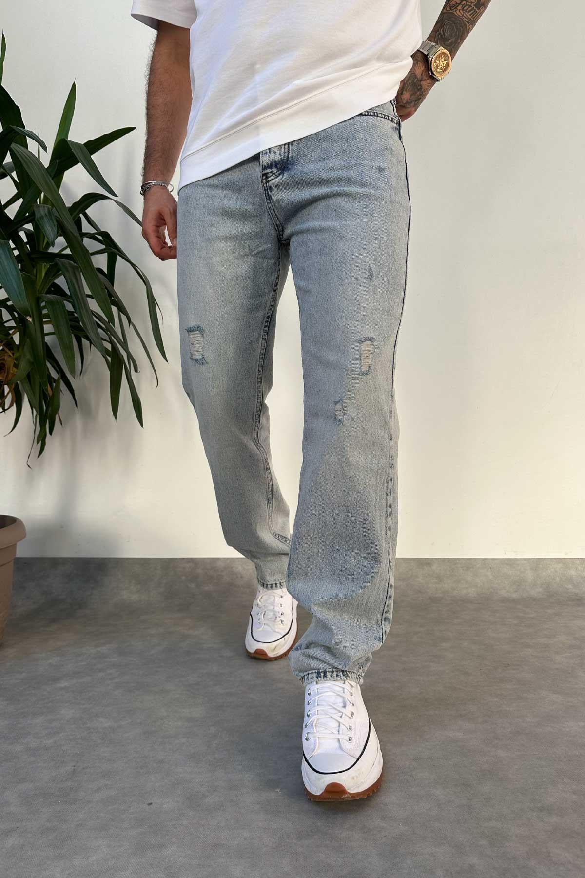 Açık Mavi Baggy Kalıp Pantolon 