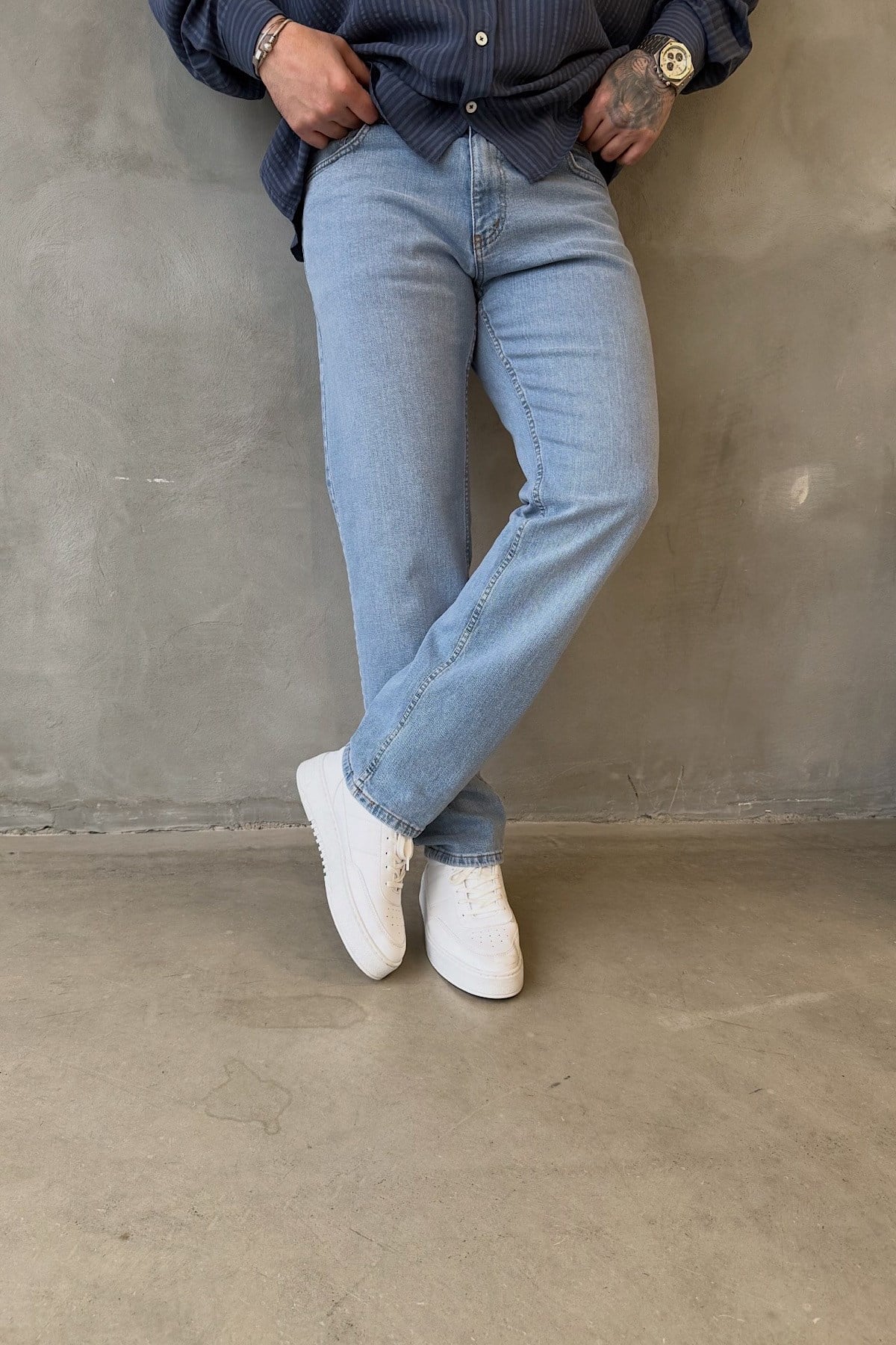 Açık Mavi Regular Kalıp Pantolon 