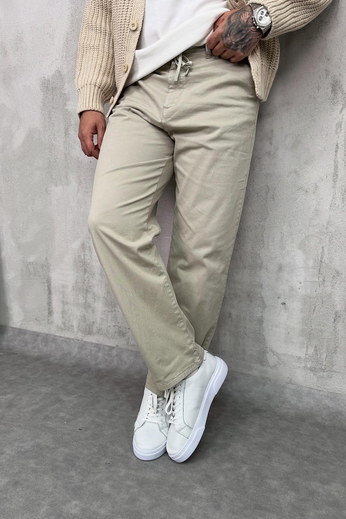 Açık Yeşil Baggy Gabardin Pantolon