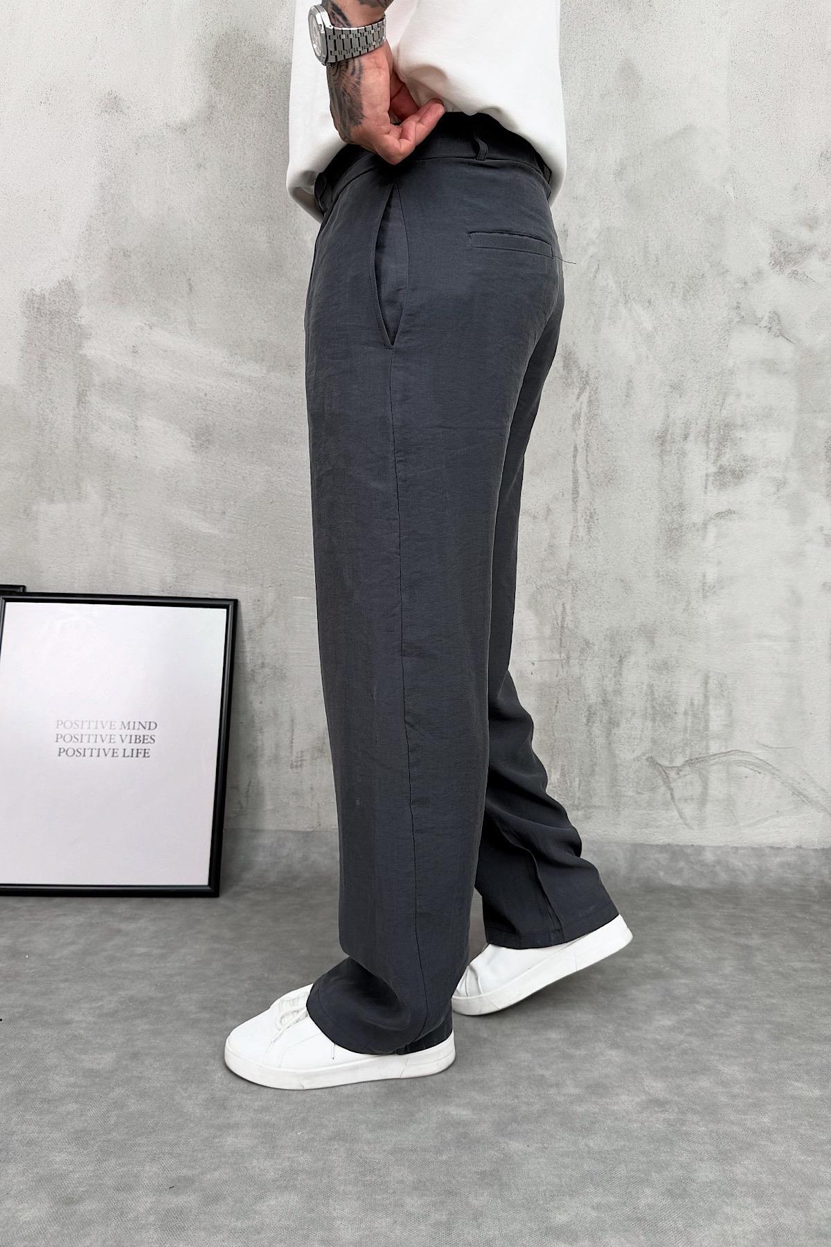 Antrasit Modal Kumaş Baggy Pantolon