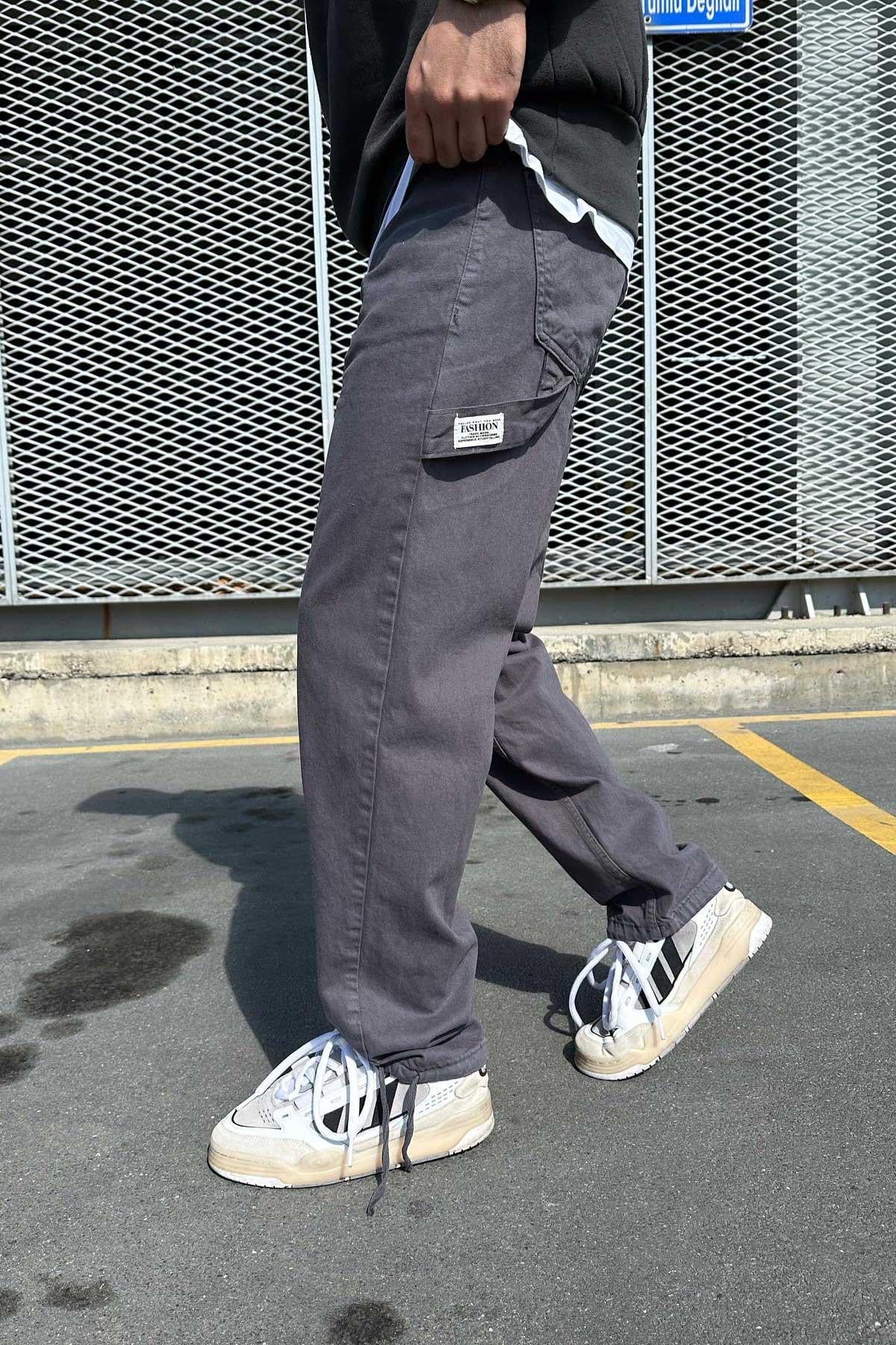 Antrasit Paçası Ayarlanabilir Gabardin Pantolon