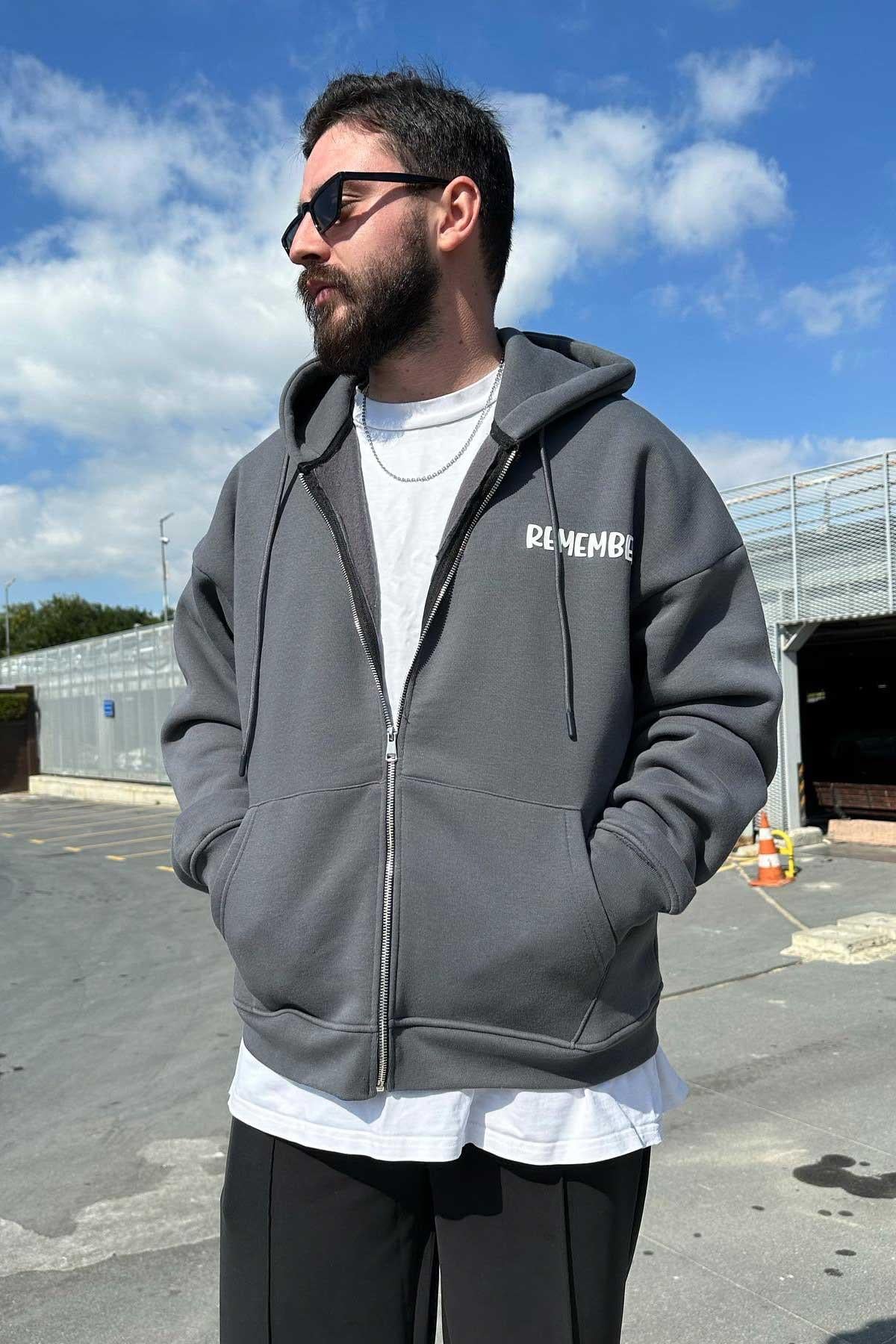 Antrasit Remember Fermuarlı Zip