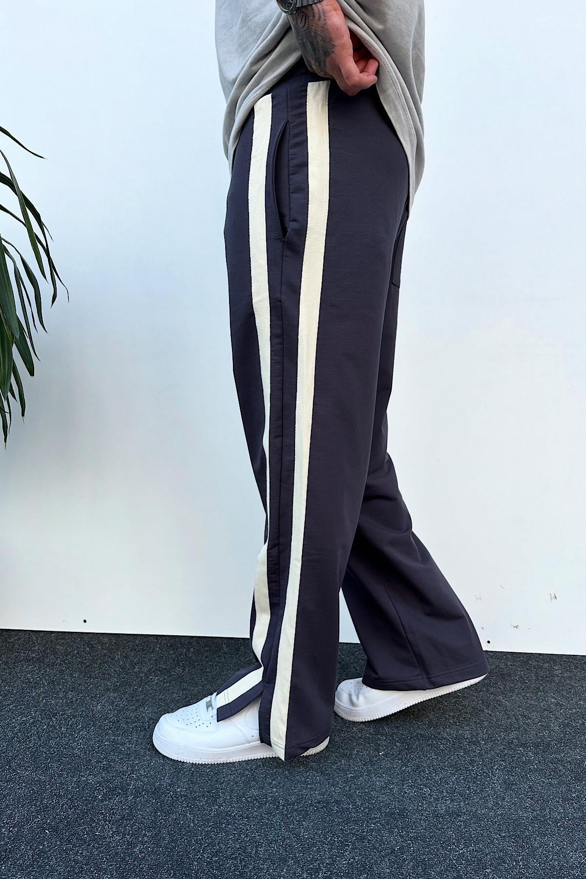 Antrasit Şerit Detaylı Baggy Eşofman