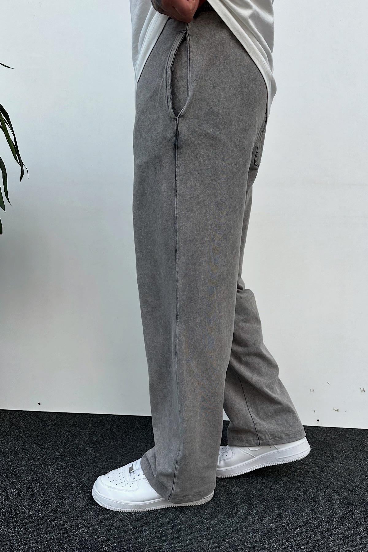 Antrasit Yıkamalı Baggy Eşofman