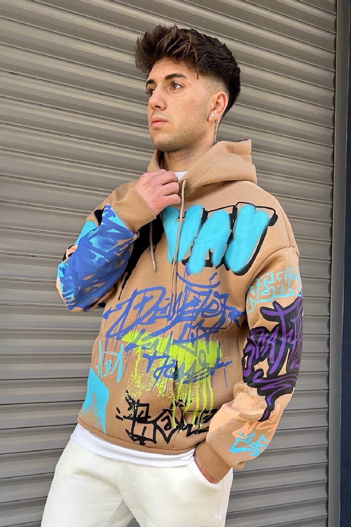 Baskılı Kapşonlu Sweatshirt