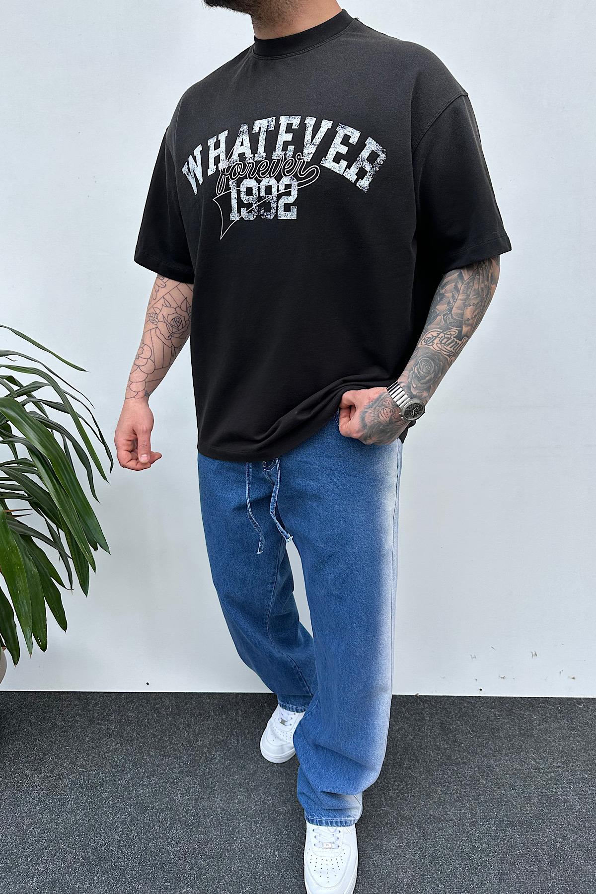 Baskılı Yıkamalı Oversize T-Shirt