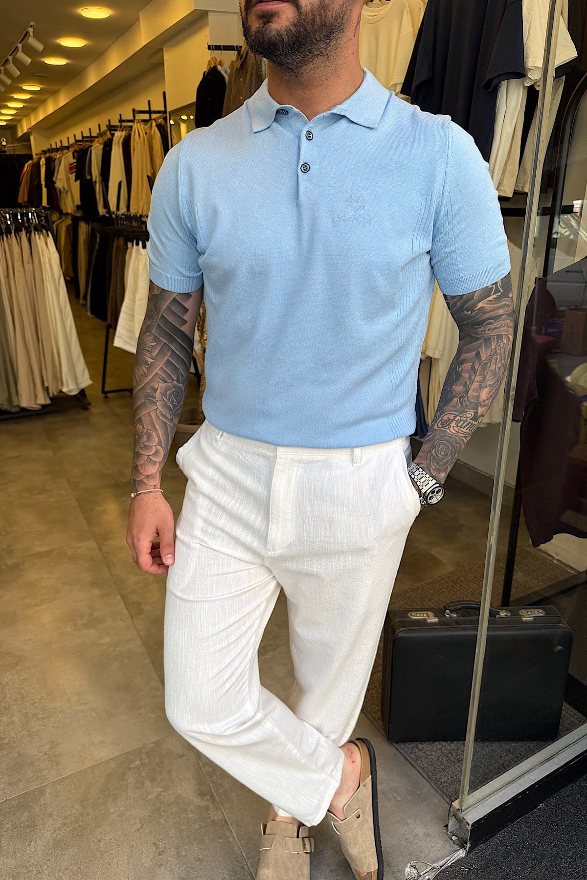 Bebe Mavi Nakış Detaylı Polo Yaka T-Shirt