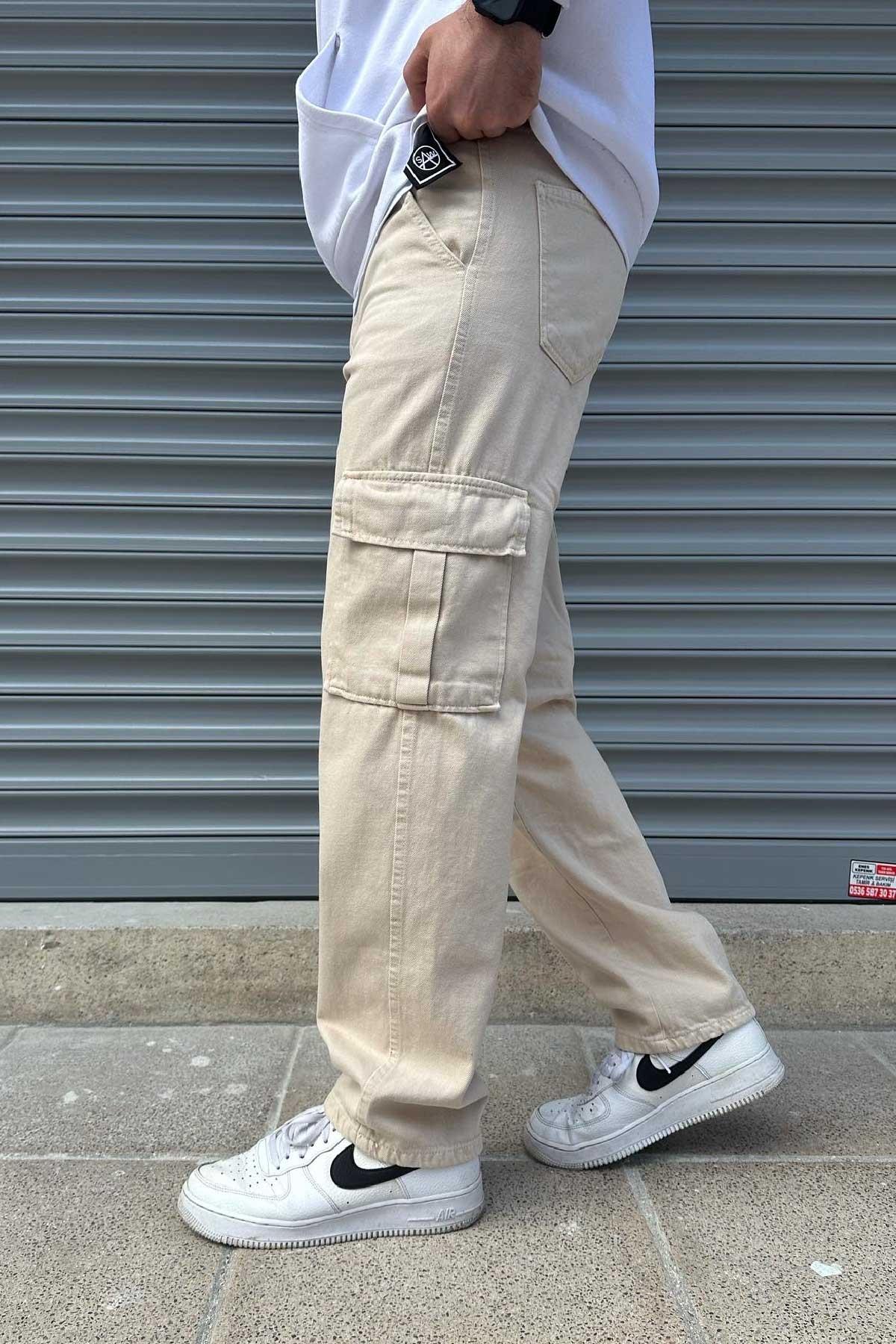 Bej Cepli Kargo Pantolon 