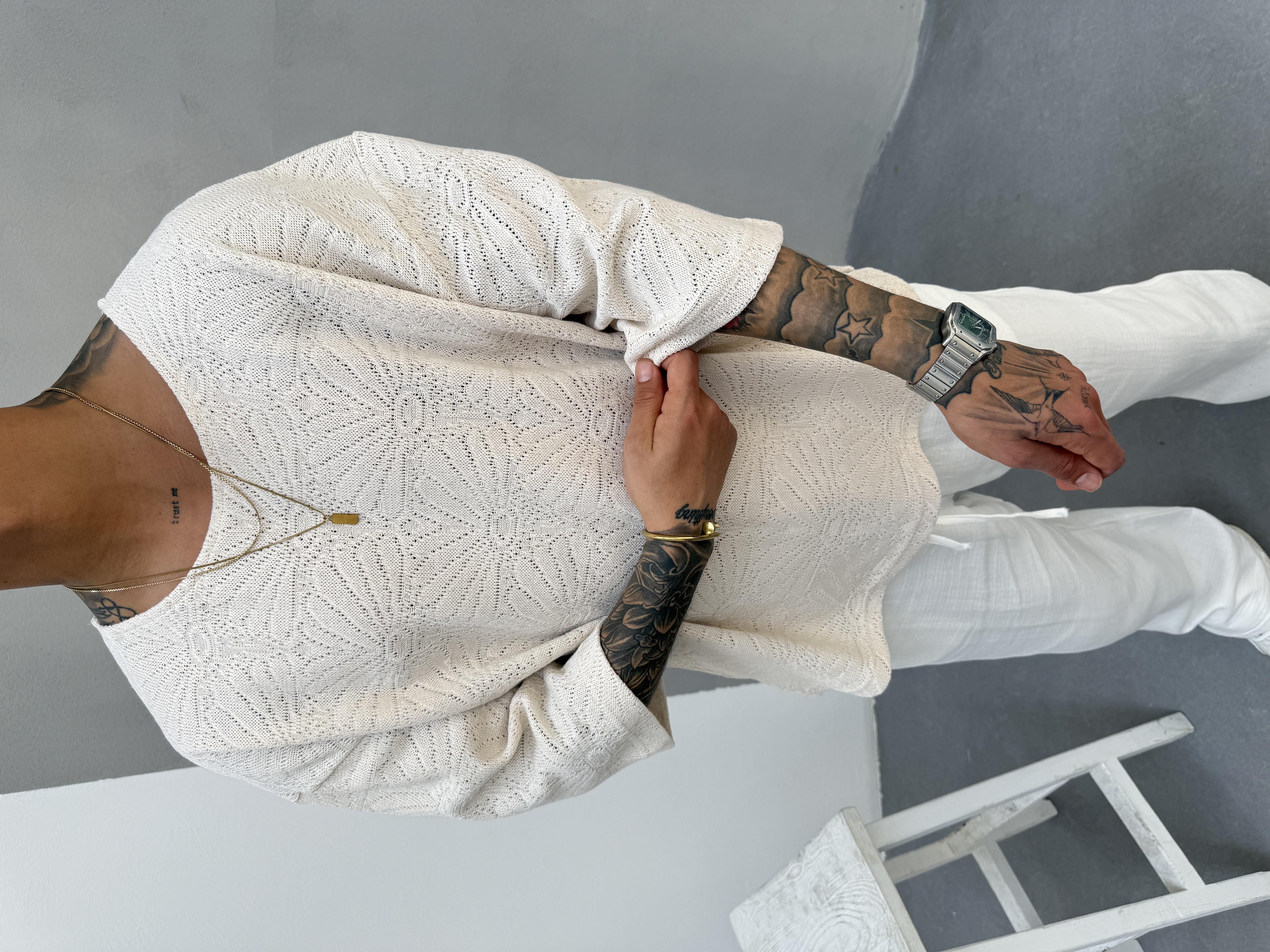 Bej Desenli Yazlık T-Shirt