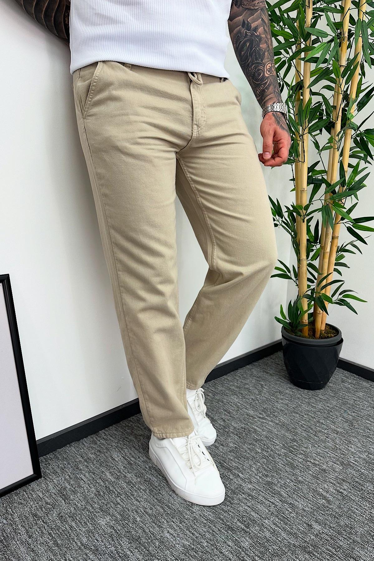 Bej Gabardin Boyfriend Pantolon