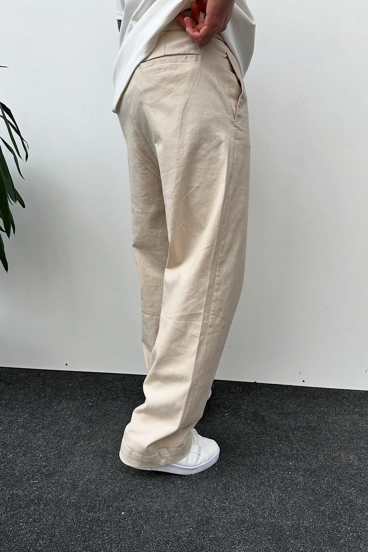 Bej Kuşaklı Baggy Pantolon