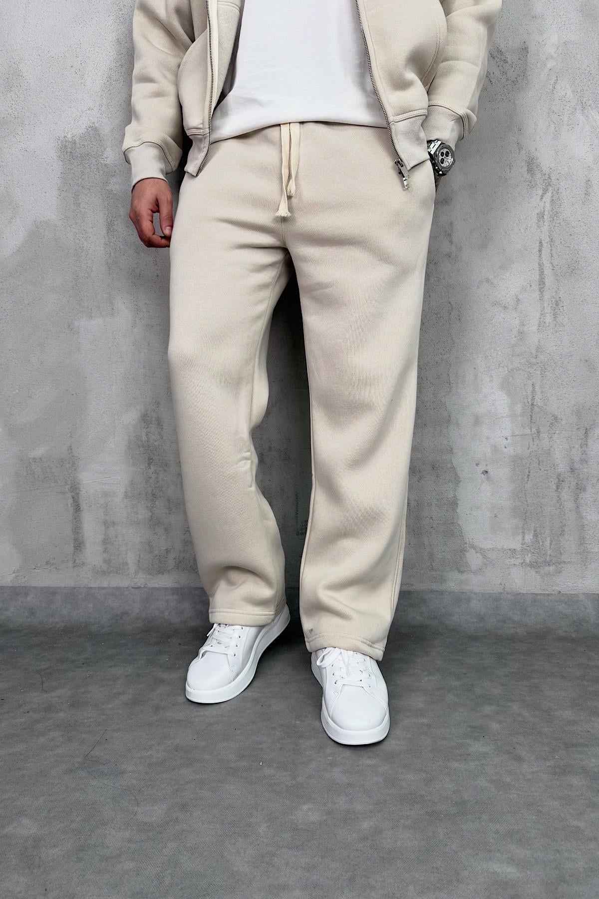 Bej Şardonlu Baggy Eşofman